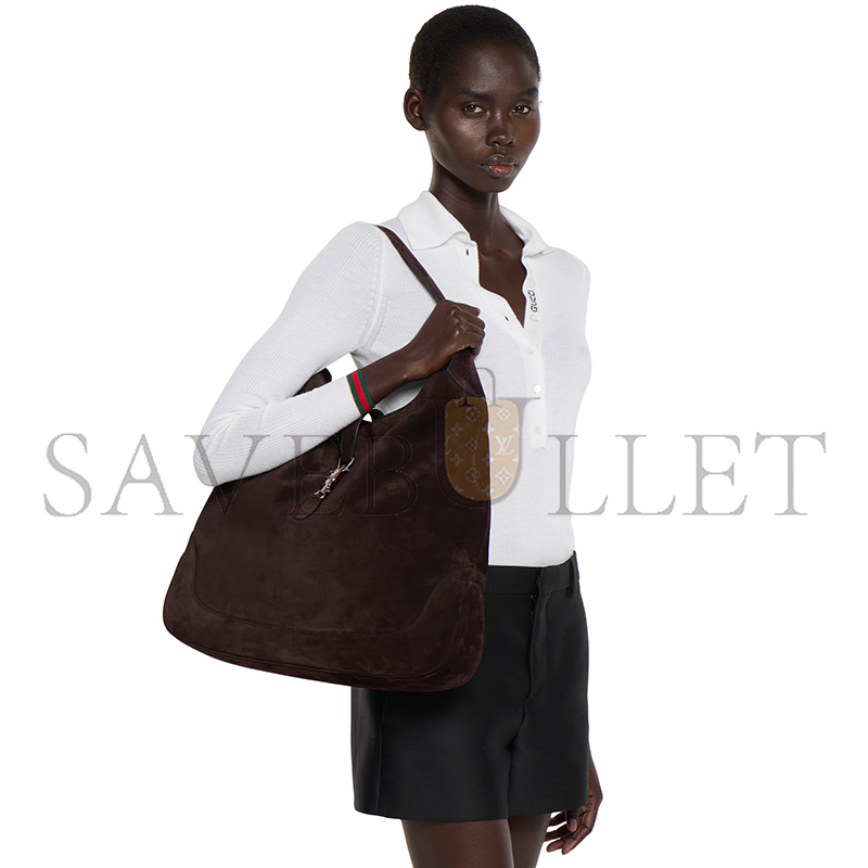 GUCCI JACKIE GIORNO SHOULDER BAG VARIATIONDARK BROWN SUEDE ‎841542 (44*33*7cm)